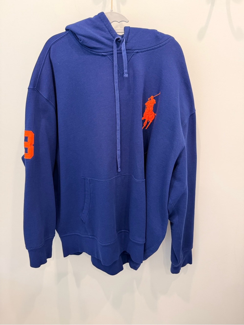 Ralph Lauren Royal Blue Hoodie with Orange Polo Logo